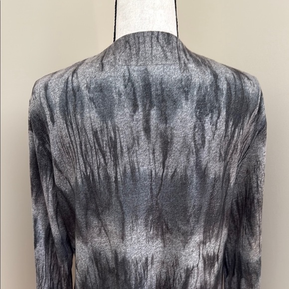 Chico's 2 Large Gray Black Open Front Long Cardigan Silver Metallic POCKETS - Picture 6 of 7